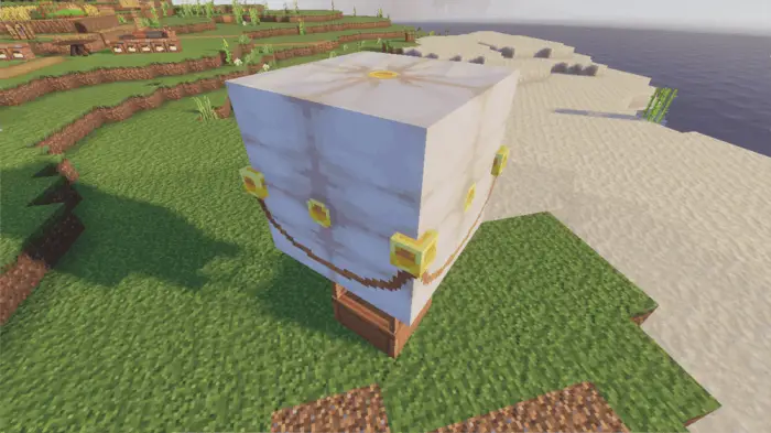 Blocky wooden plane with a white sail