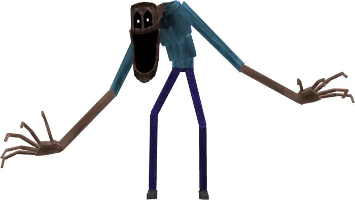 Creepy entity with long arms and dark eyes