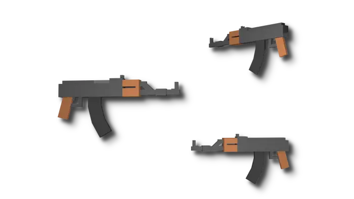 Blocky 3D rifles with orange grips