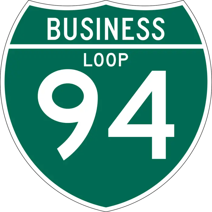 Green Business Loop 94 highway sign