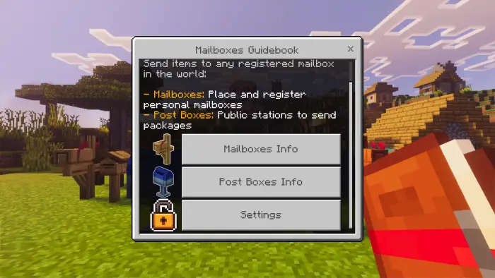 In-game mailbox addon guidebook menu.