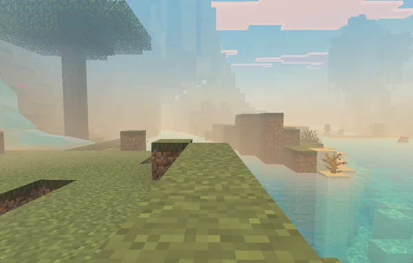 Blocky landscape shrouded in mist