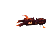 Blocky dinosaur creature with orange spikes