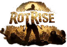 Silhouetted survivor faces zombie horde.