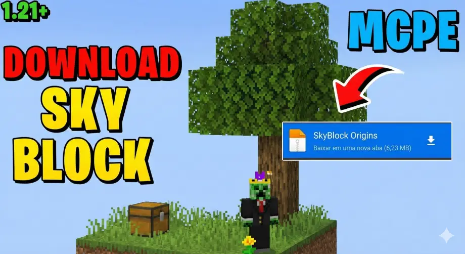 Thumbnail: SkyBlock Orings - SkyBlock Origins – Do Nada ao Fim. Minecraft Bedrock 1.21.124+