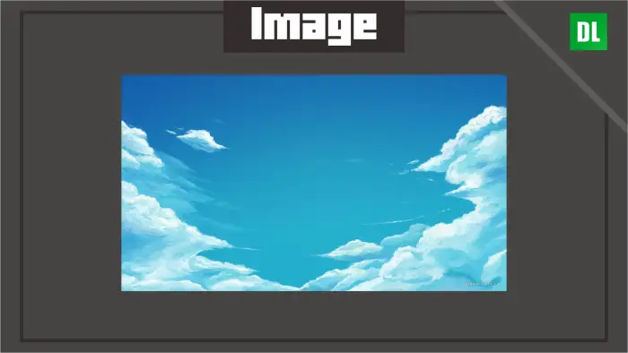 Bright blue sky with anime-style clouds