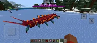 Giant centipede creature on snowy ground