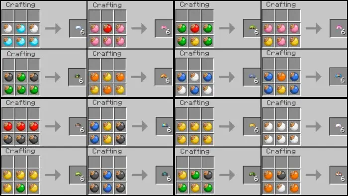 Crafting recipes for colorful Poké Balls