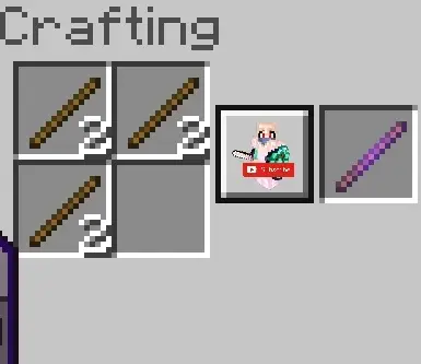 Four sticks and two strings in crafting grid