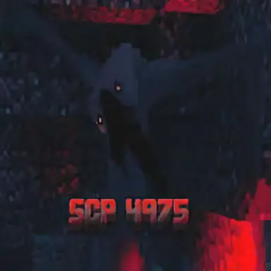 Dark creature with glowing eyes and SCP 4975 text