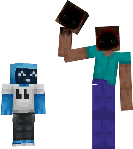 Two blocky figures with dark, mimic faces