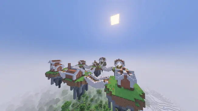 Floating village with bridges in the sky