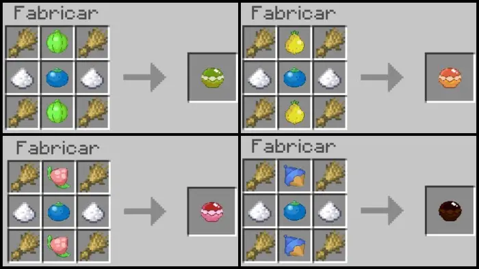 Four custom Pokédrock crafting recipes shown.