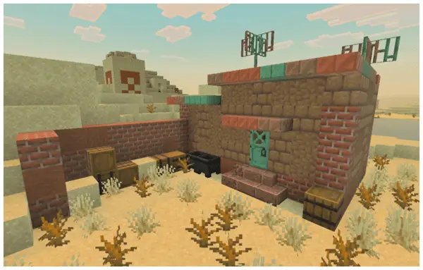 Desert outpost with supplies and antennas