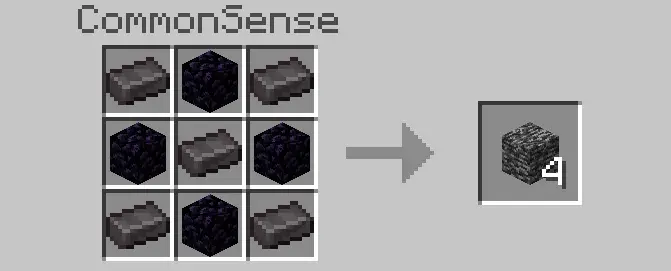 Crafting recipe for bedrock using obsidian and ingots