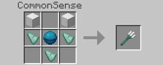 Crafting recipe for a trident shown.