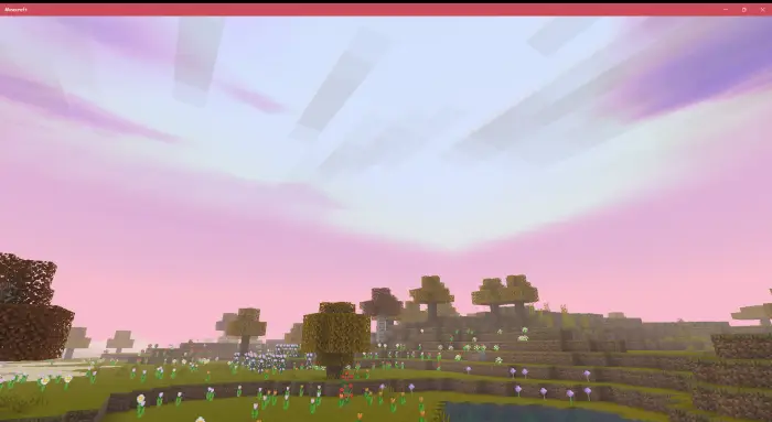 Vibrant shader with foggy pink sky effect