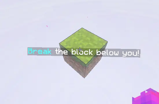 Single grass block floating in the sky