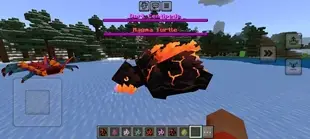 Lava turtle and crab creatures on ice.