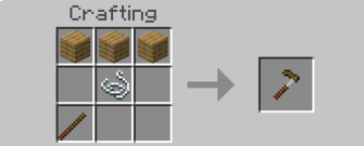 Crafting recipe for a wooden hammer tool