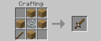 Crafting a wooden sword from planks and string