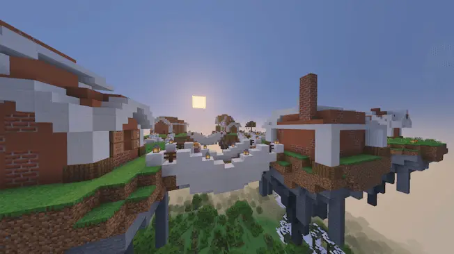 Floating village houses above the clouds