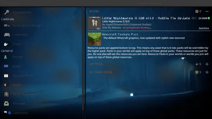 Game menu with updated eerie blue UI