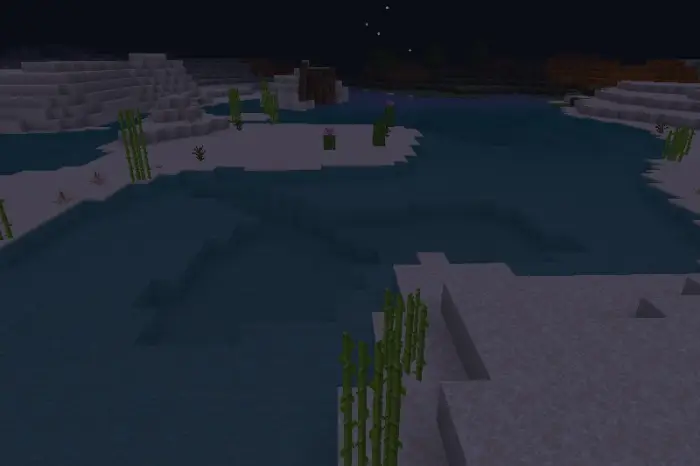 Nighttime river with realistic water and sand
