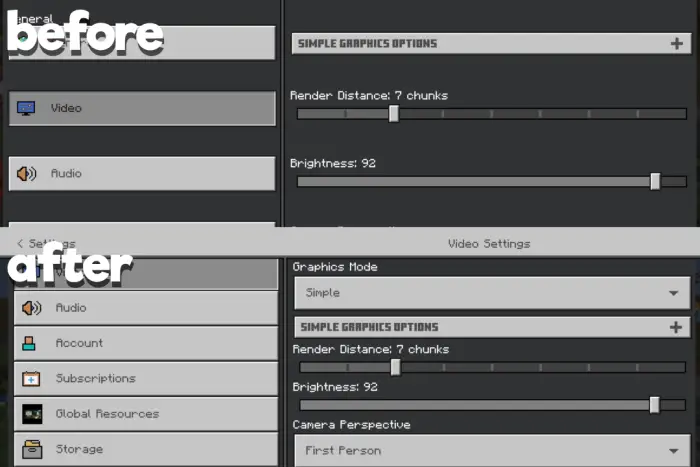 Before and after UI layout comparison