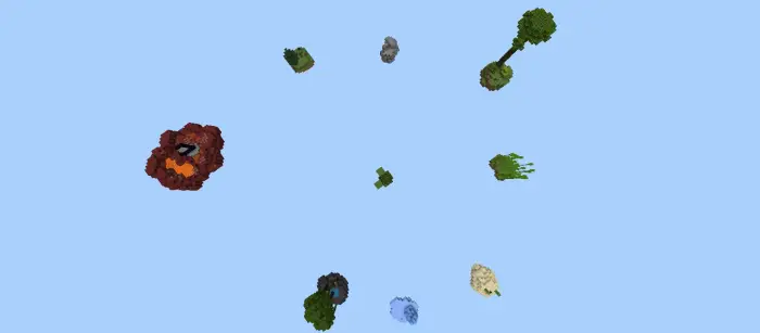 Floating islands map with diverse biomes