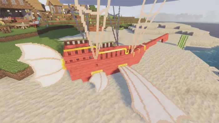 Wooden fantasy plane on sandy beach