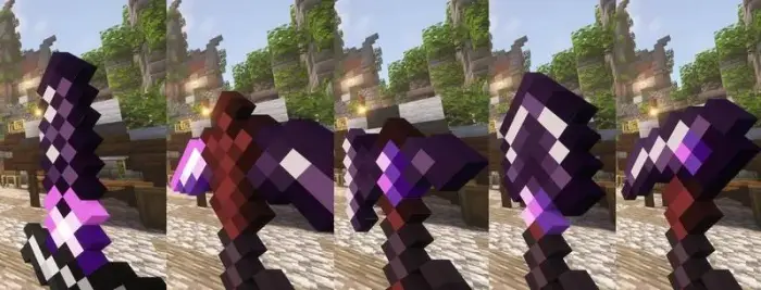 Pixelated purple tools with magical textures