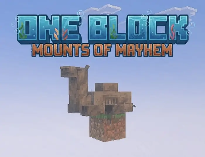 Text logo above a block and stone llama statue