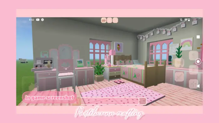 Pastel dollhouse bedroom with cute decor