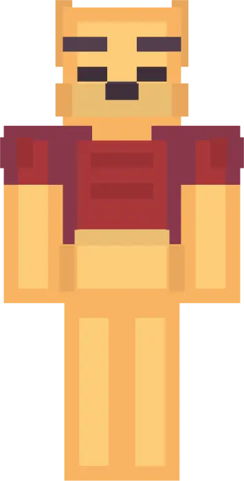 Funko-style bear character in red shirt