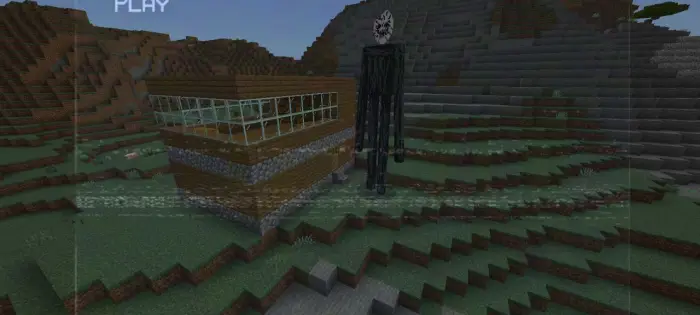 VHS glitch effect with tall shadowy figure