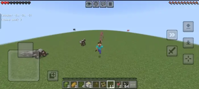 Player fleeing from strange creature on grass.