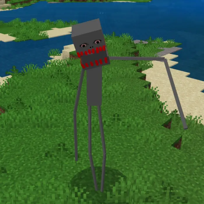 Tall, thin monster with red mouth stripes