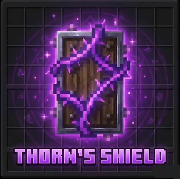 Wooden shield with glowing purple thorns
