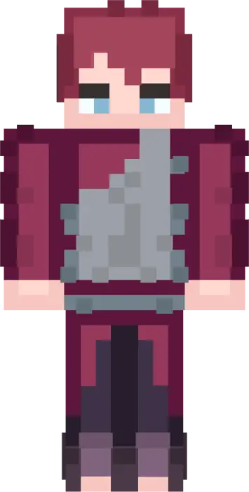 Pixelated ninja character in red outfit