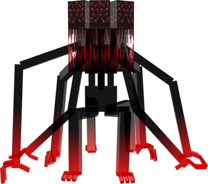 ALT Red-glowing horror boss with many legs.