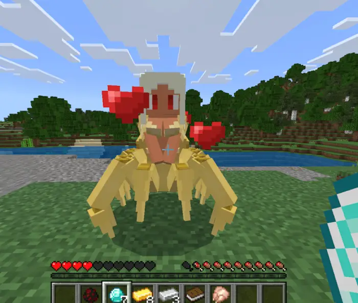 Blonde spider hybrid with heart particles.