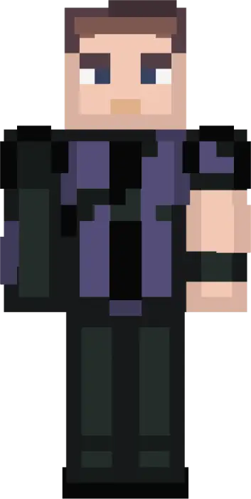 Funko-style pixel Avenger in purple suit