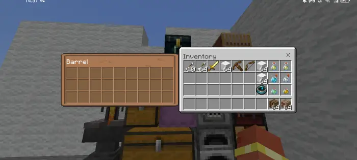 Compact OreUI-style barrel and inventory