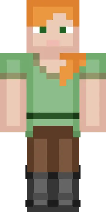 Funko-style pixel character with orange hair