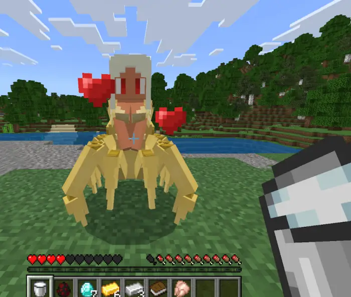 Tameable spider hybrid with heart icons