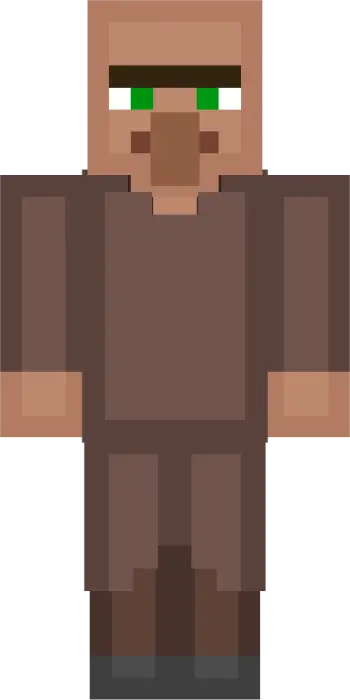 Blocky villager in Funko-style skin pack