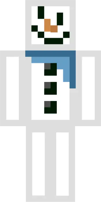 Pixel snowman with blue scarf and buttons