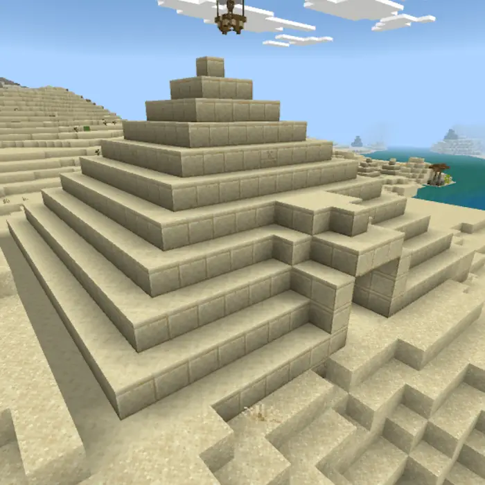 Blocky sandstone pyramid in a desert biome