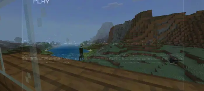 VHS-styled world with distant figure outside